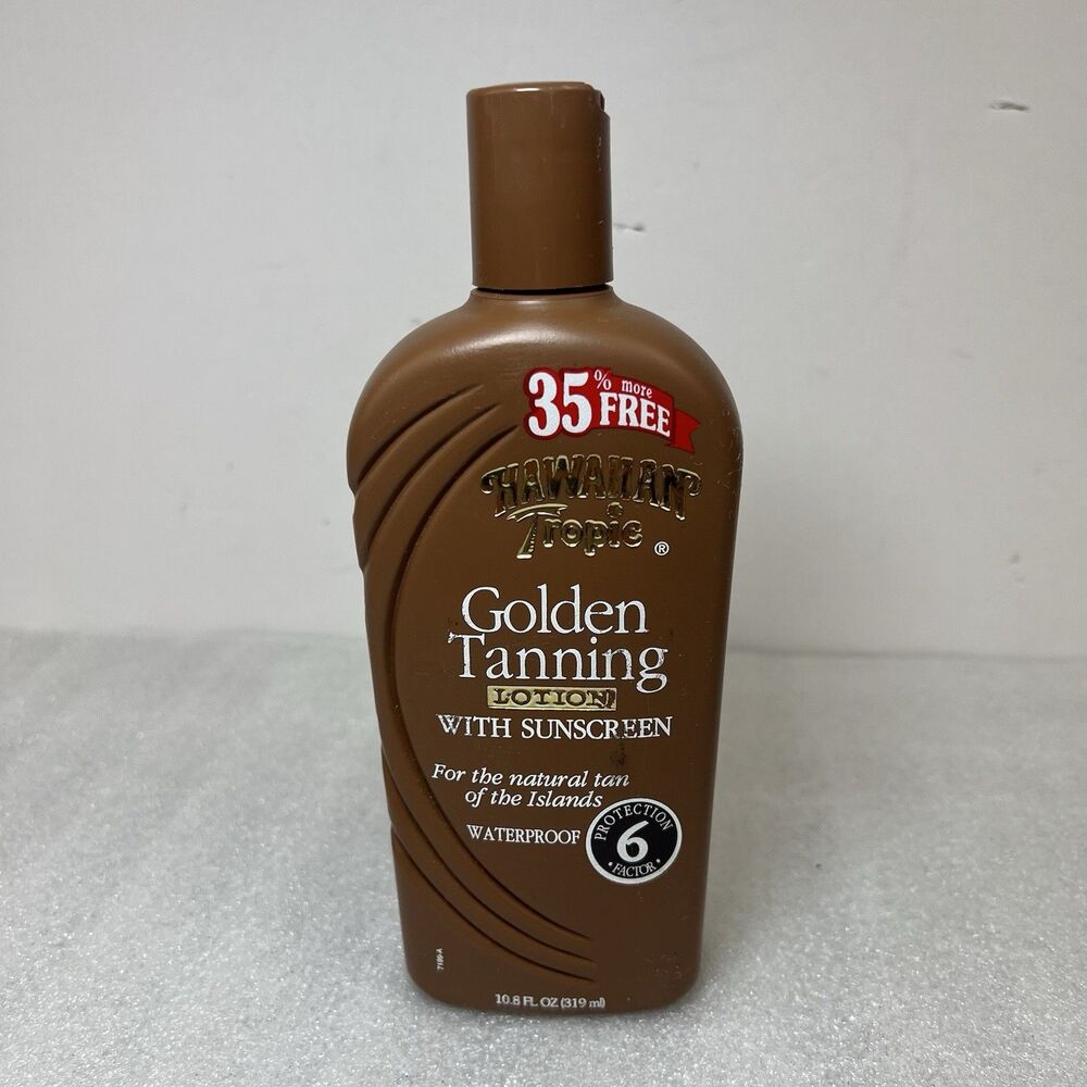 Vtg Hawaiian Tropic Golden Tanning Lotion W Sunscreen Waterproof SPF 6 10.8oz